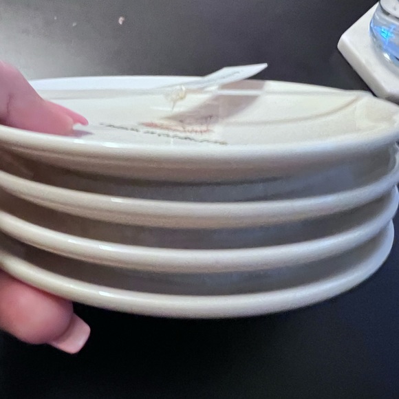 Rae Dunn I believe in celebrating appy plates set 4 Magenta artisan collection - Picture 2 of 3